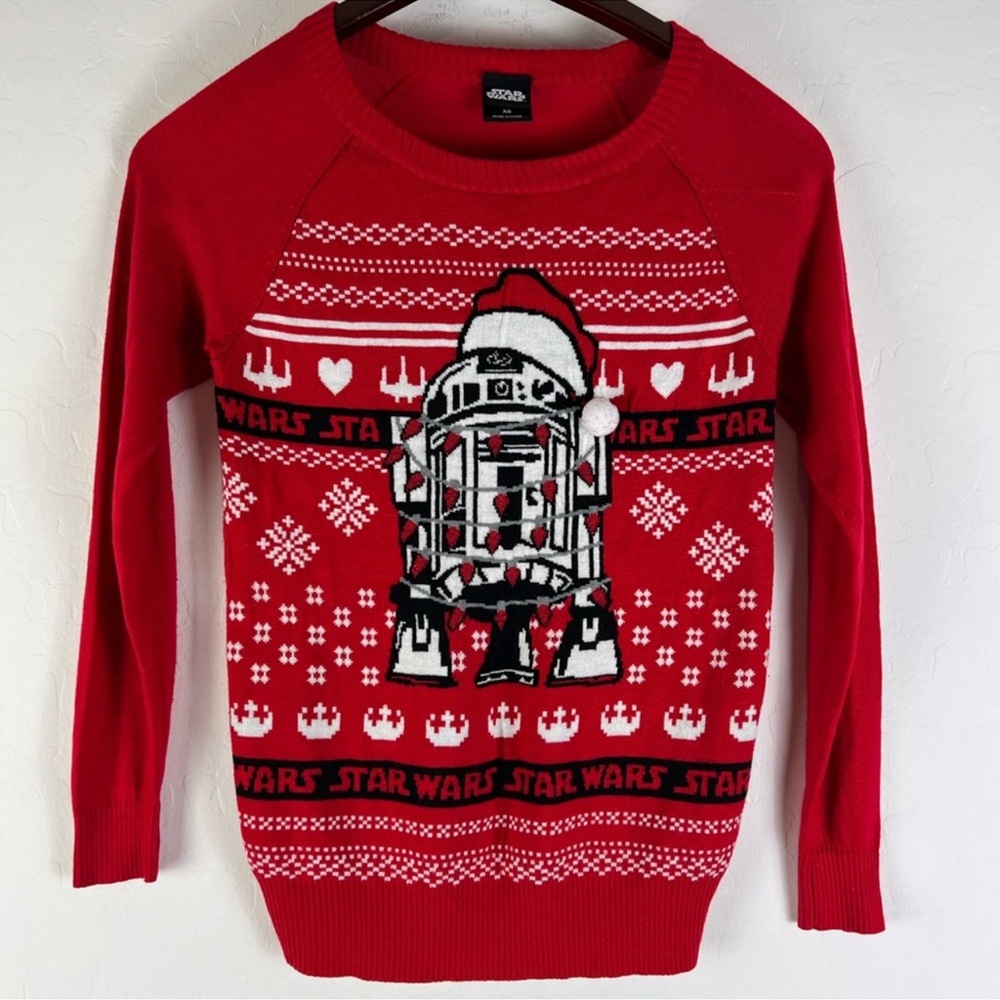 Star Wars R2-D2 Christmas Sweater Red Santa Hat XS Holiday Ugly Sweater